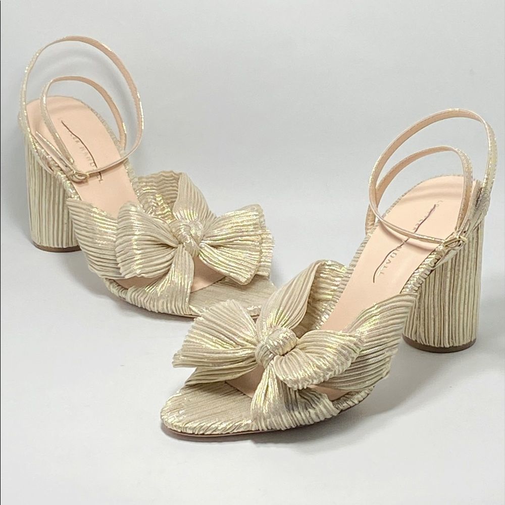 Loeffler Randall Camellia Knotted Lamé Sandals size 9